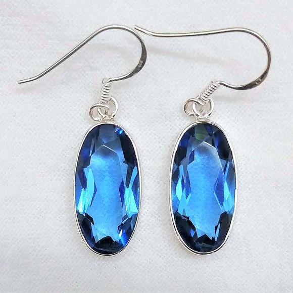 Jewelry - 10ct Blue Topaz 925 Solid Sterling Silver Earrings